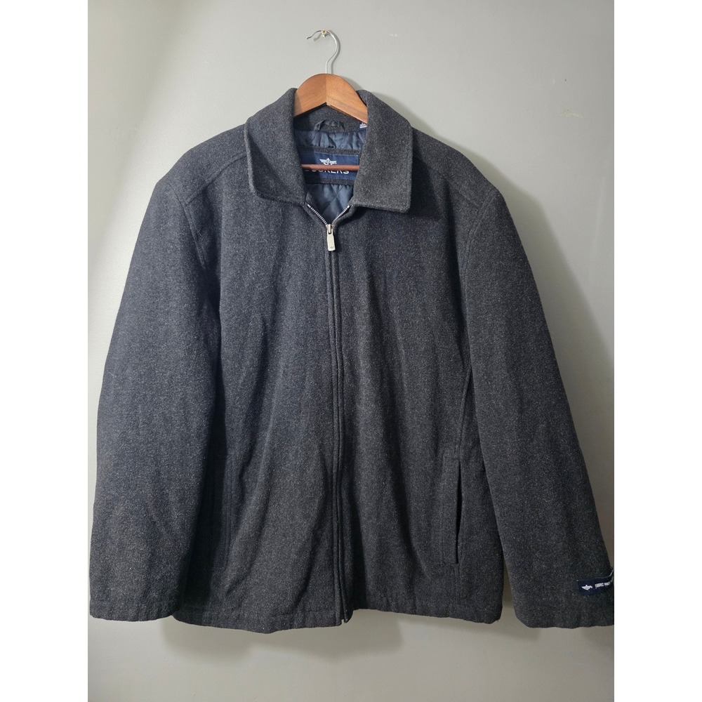 Dockers Mens Wool Blend Full Zip Jacket Charcoal Gray Italian Fabric XL